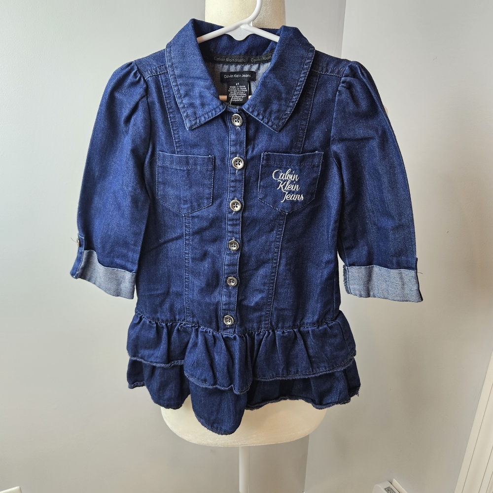 Calvin Klein Collection Kids Navy Ruffle Dress